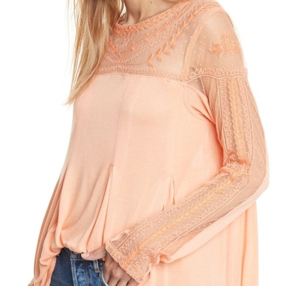 Free People Tops - Free People Jojo Mixed Media Long Sleeve Top. S